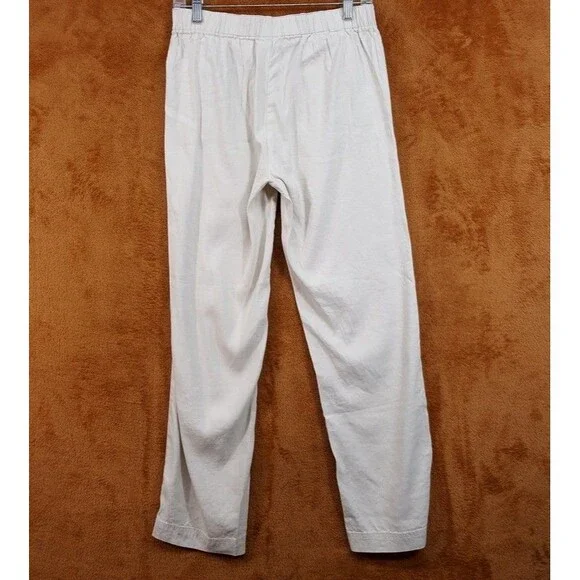 J. JILL Pants Womens Size 4 Tan Pull On Elastic Waist Straight Leg Linen Stretch - Picture 3 of 8